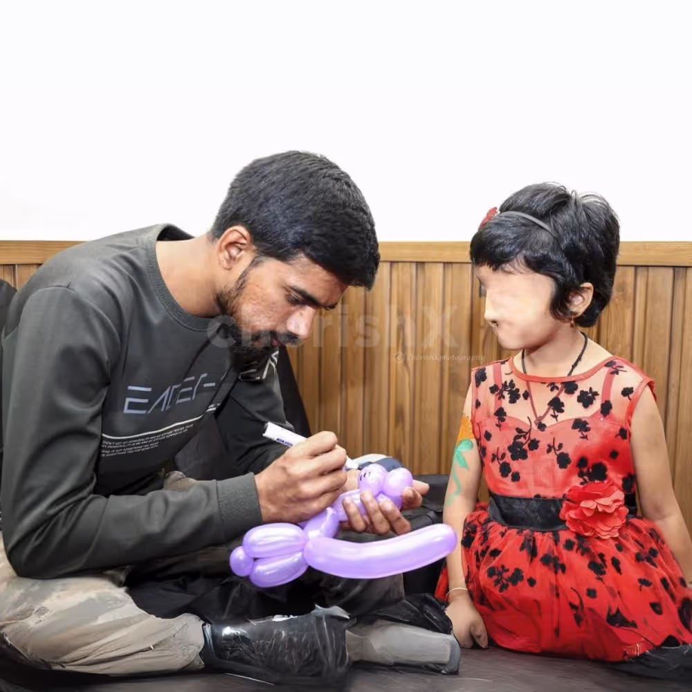 Balloon artistry adding a special touch to the kids' birthday party