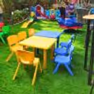 Lively kids furniture decor for parties, creating a comfortable and colorful celebration space.