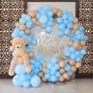 Blue baby shower pastel dream decor, perfect for elegant and memorable baby shower celebrations.