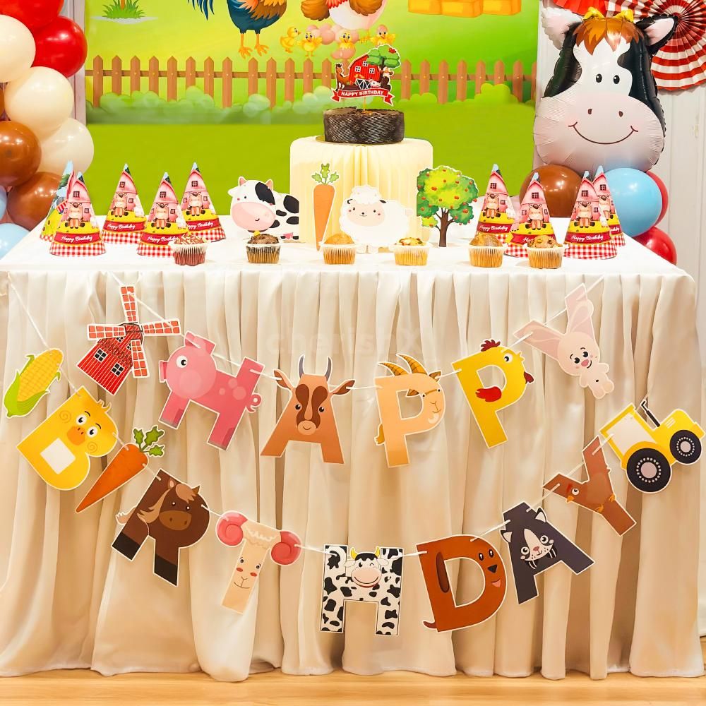 Joy With Our Farm Themed Happy Birthday Bunting