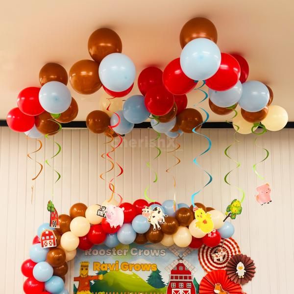 Farm Themed Balloons And Swirls For Ceiling