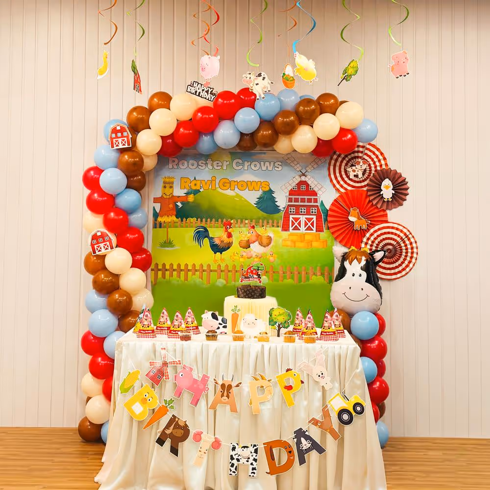 Birthday With Our Farm Themed Paper Rosettes