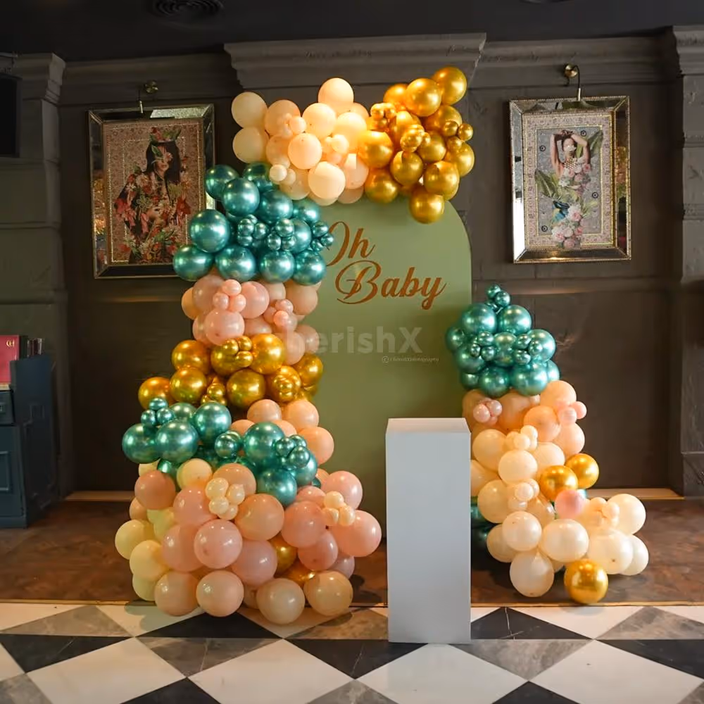 Baby Shower Decoration In Unique Color Theme