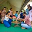 Tiny hands, big creations during the pottery activity at the kids' birthday party