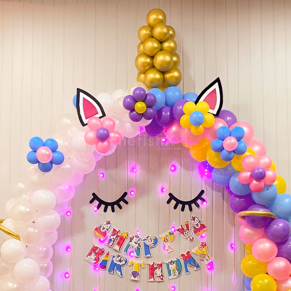 Unique Unicorn Made of Colorful Balloons