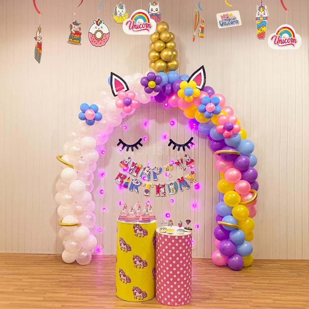 Unicorn Balloon Arch of Latex and Metallic Balloons