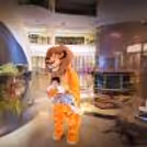 Kids having a wild time with their favorite live Lion character