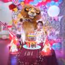 A live Lion character roaring with excitement at the birthday party