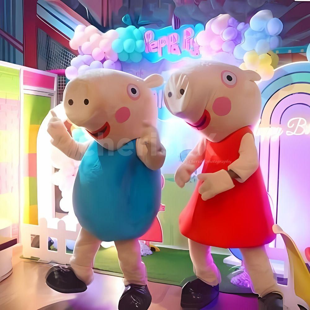 A lively Peppa Pig character making every moment special at the party.