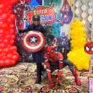 Captain America in action at the birthday party