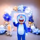 Life-size Doraemon mascot costume for children's birthday parties, school events, and family celebrations.