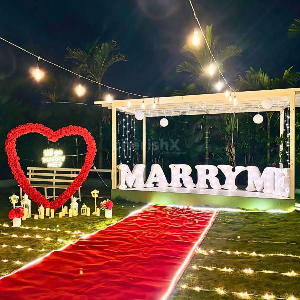 Proposal Magic - Big LED letters and neon light ensure your "Will You Marry Me" is unforgettable.