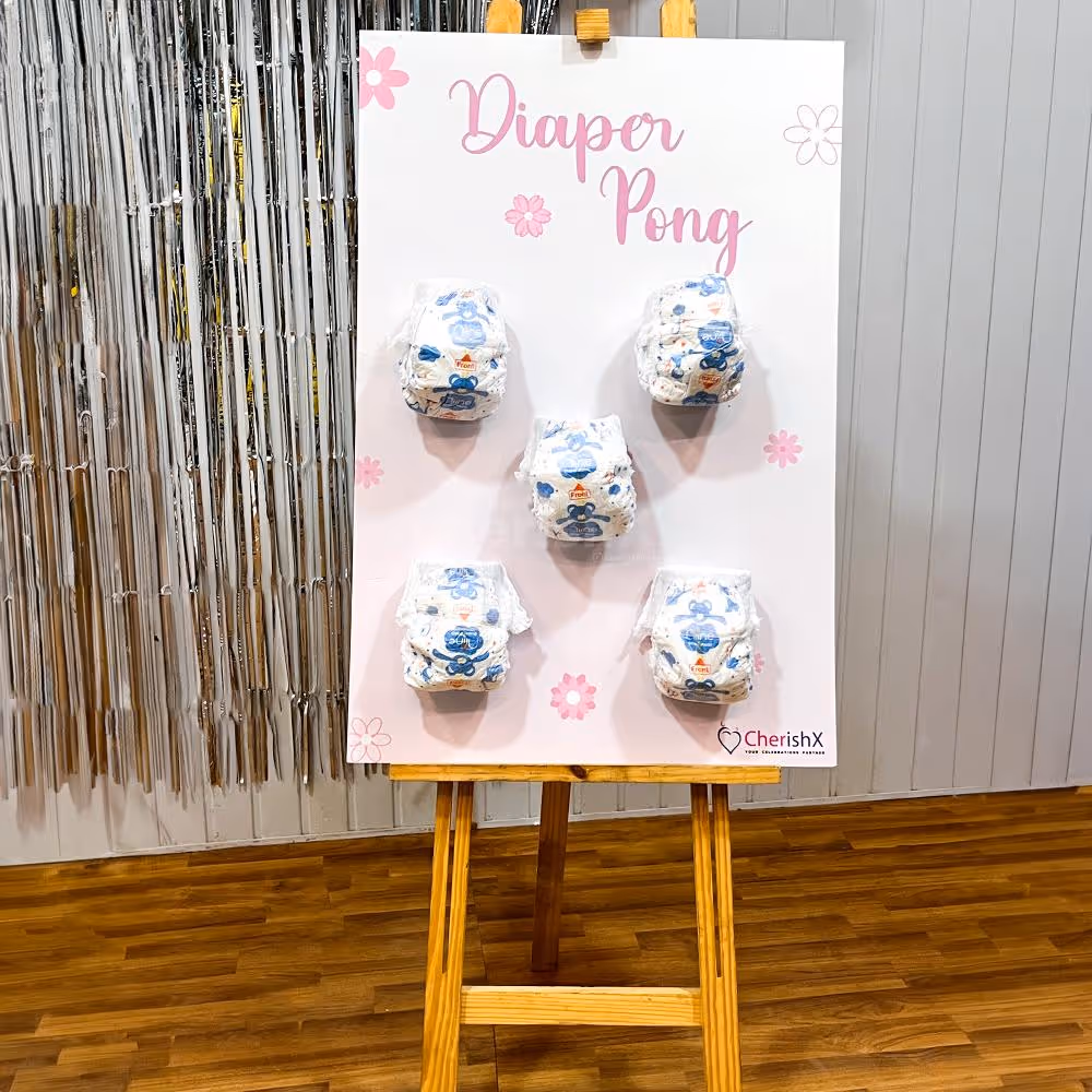 Diaper pong game ideas for baby shower funny