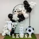 Football decor with lets party neon signage to enhance your setup more