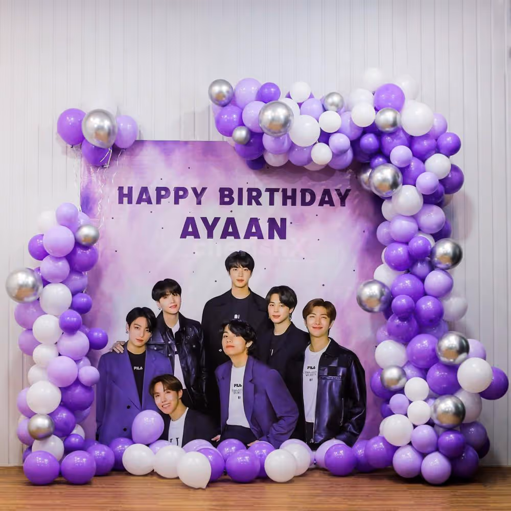 space with BTS magic and vibrant balloon arch