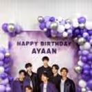 Bring BTS to life with our stunning 6x6 ft customized flex and balloon decor