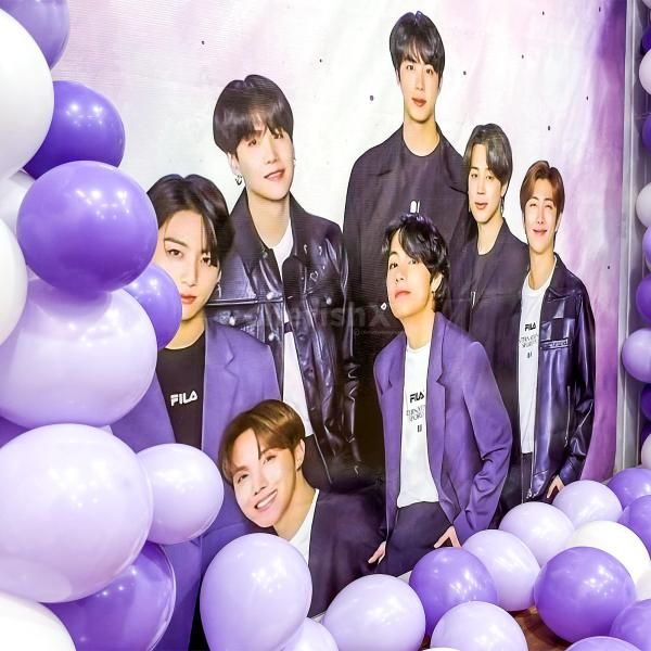 BTS Euphoria balloon arch and custom flex