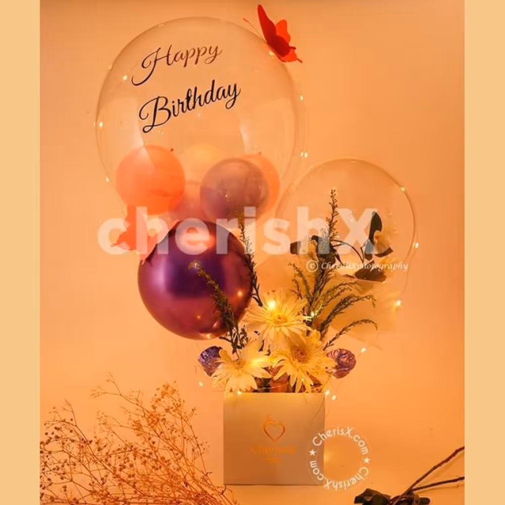 An Elegant Pastel Balloon birthday Special Bucket by CherishX!