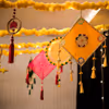 Yellow Square Hanging On Garlands
