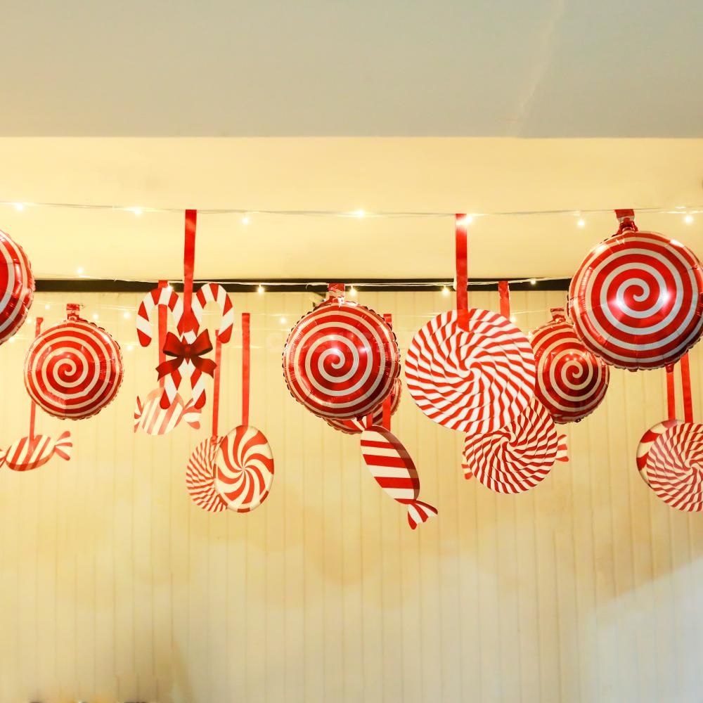 A ceiling full of candy magic, ready to spread holiday joy