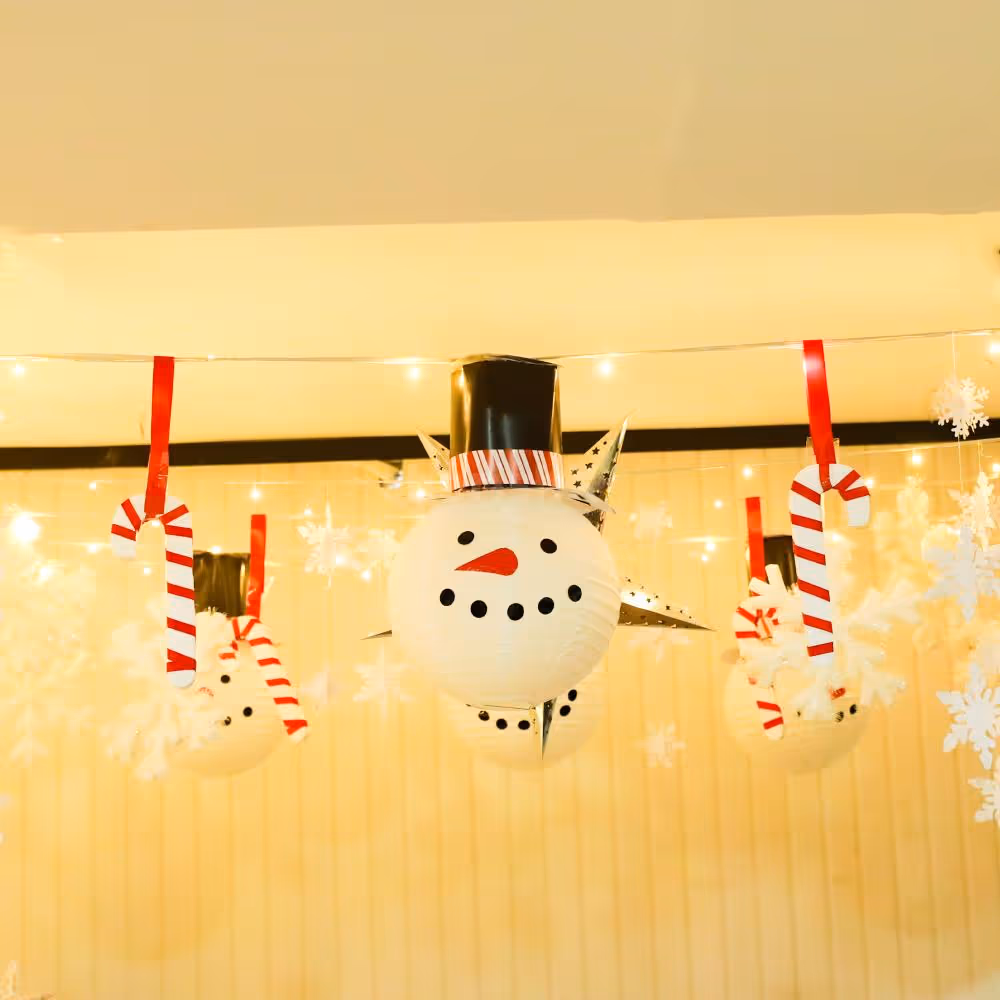 A ceiling full of festive cheer and twinkling lights