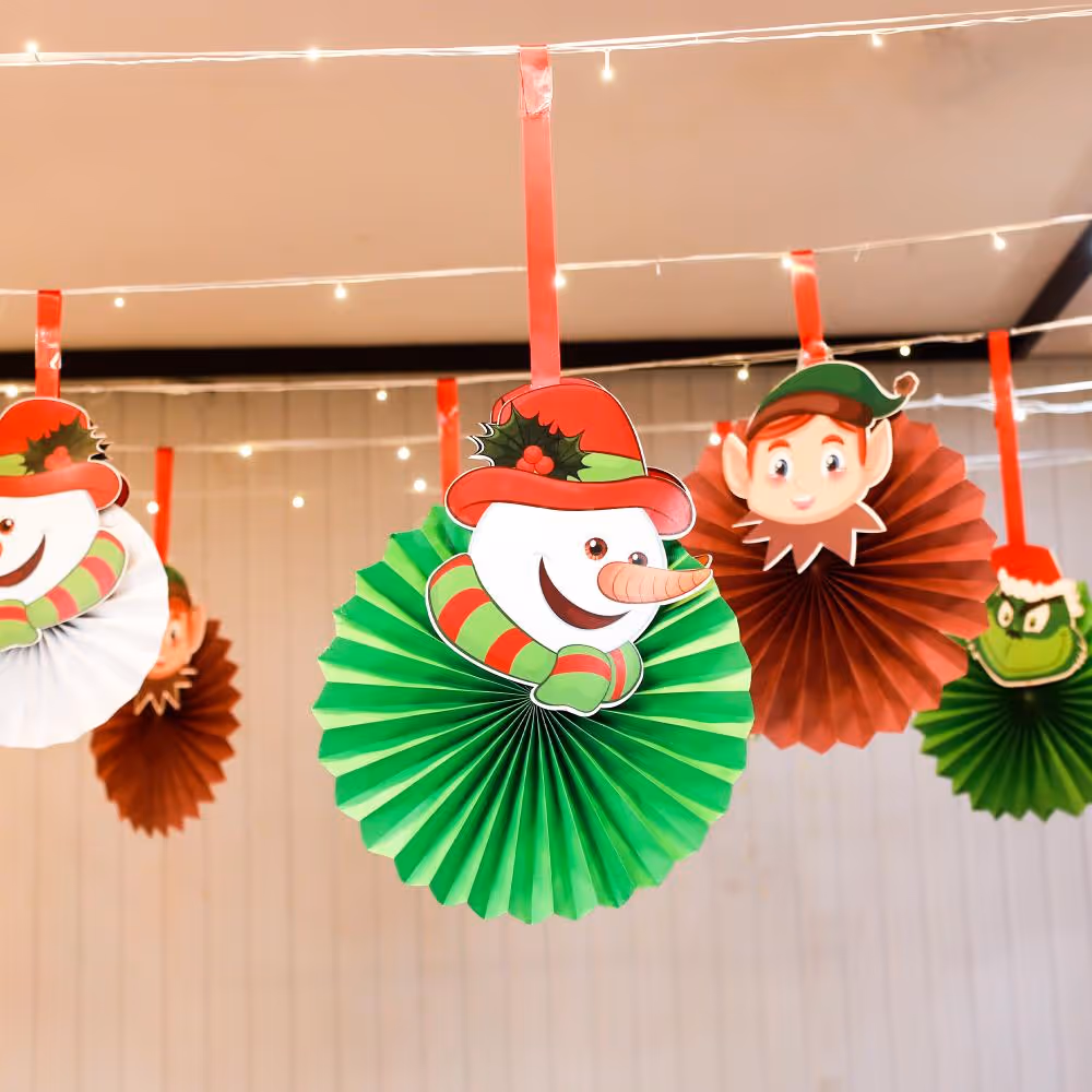 Christmas spirit overhead with fun, festive decorations