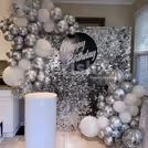 Silver themed birthday decor