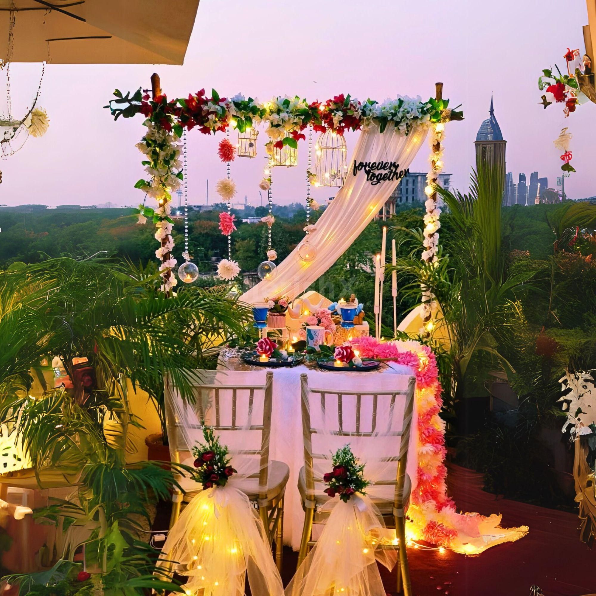 A fairy-tale setting with elegant floral decor, perfect for a memorable night