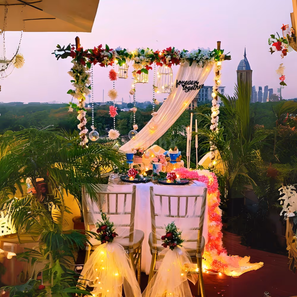 A fairy-tale setting with elegant floral decor, perfect for a memorable night