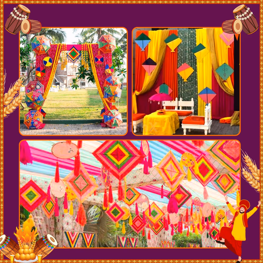 Welcome your guests with a grand and colourful Lohri entry gate.