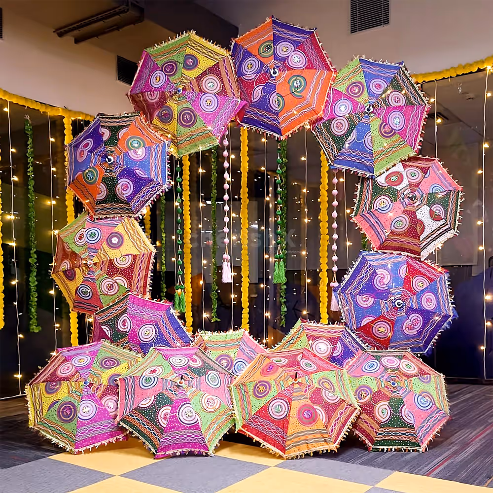 Umbrellas and Fairy Light Photo Booth