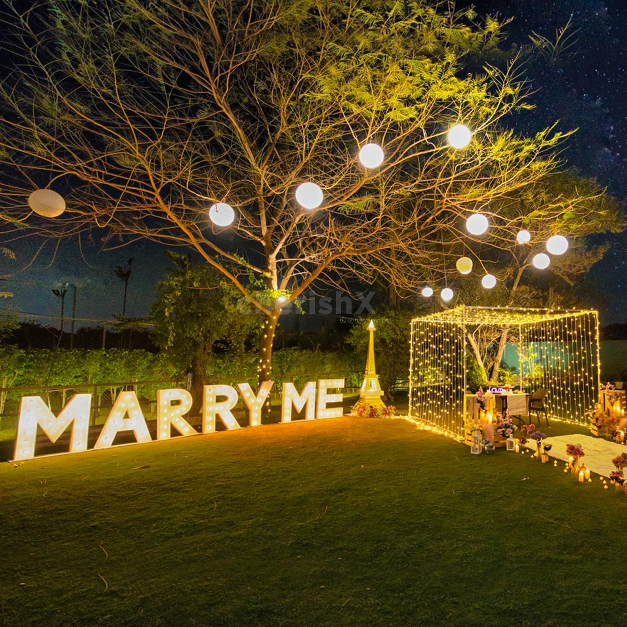 Celebrate love with dramatic light, flowers, and romantic pathways!