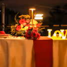 Flower Decorations: Beautifully adorned tables with elegant floral arrangements