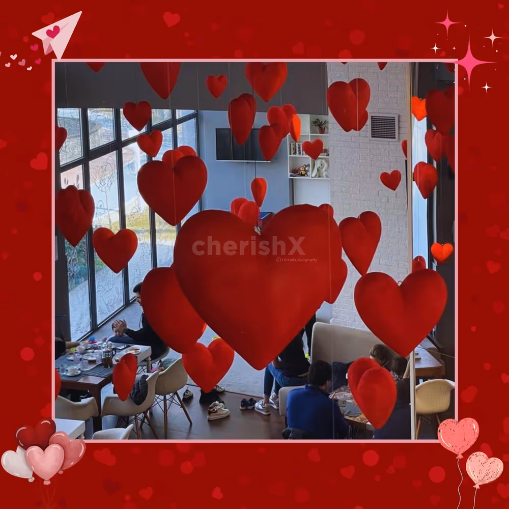 3d Heart Hangings on ceiling
