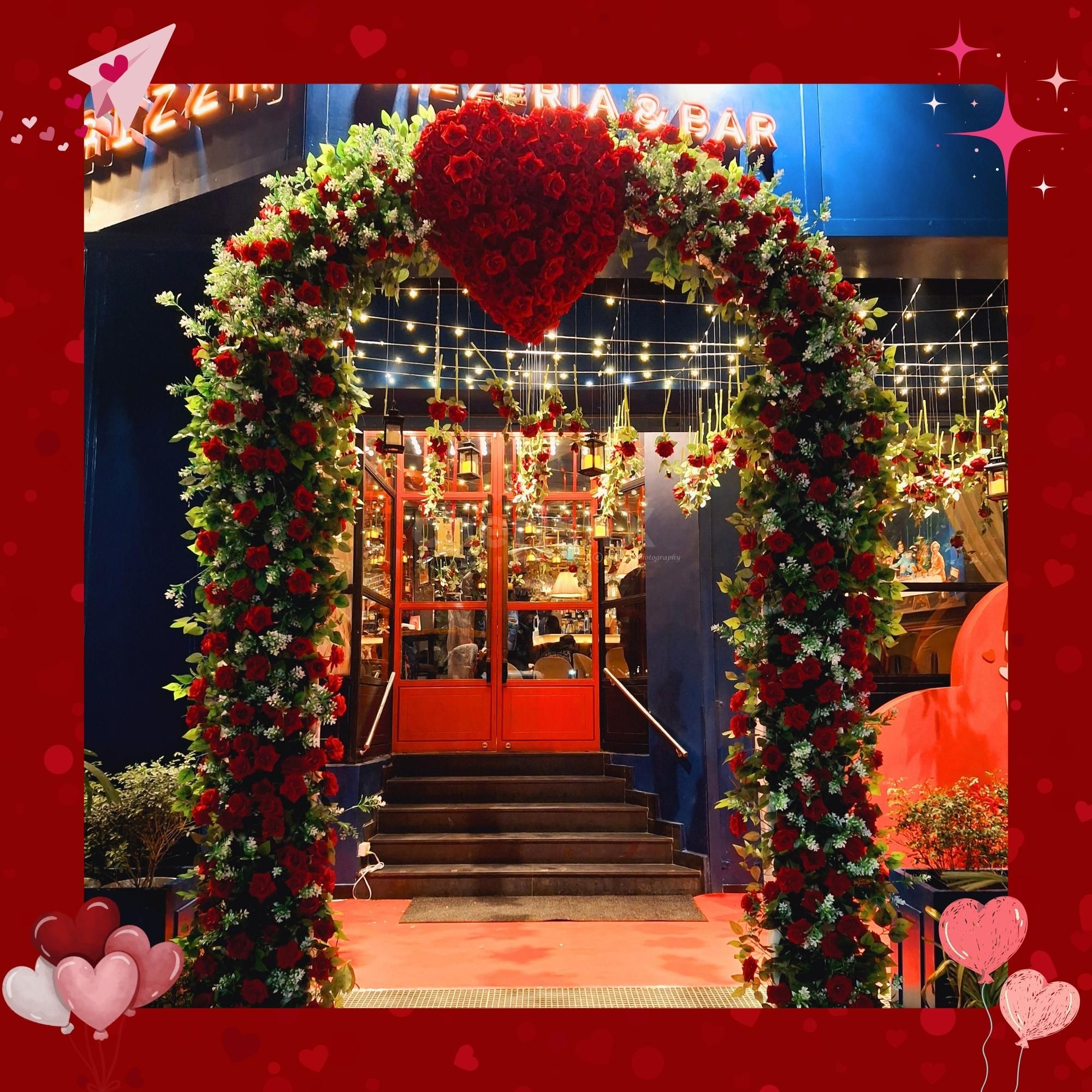 Cafe entrance decor for valentine