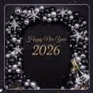 New year elegant backdrop on wall with black and silver theme