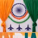 Tricolour garlands hung above the "INDIA" cutout create a gentle feel of the national flag.