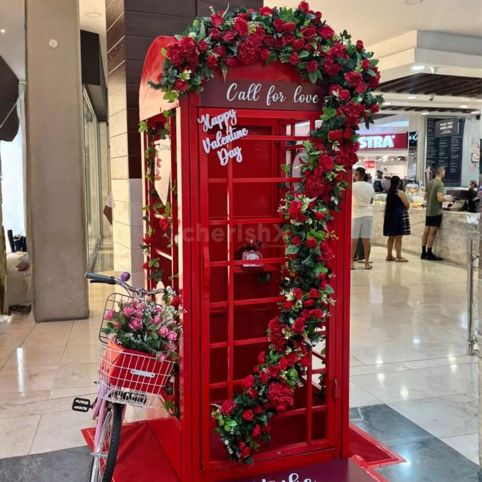 Phone booth valentine decor