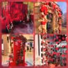 A visual story of CherishX's Red Theme Decor from entrance setup to photo worthy corners and romantic heart shaped details.