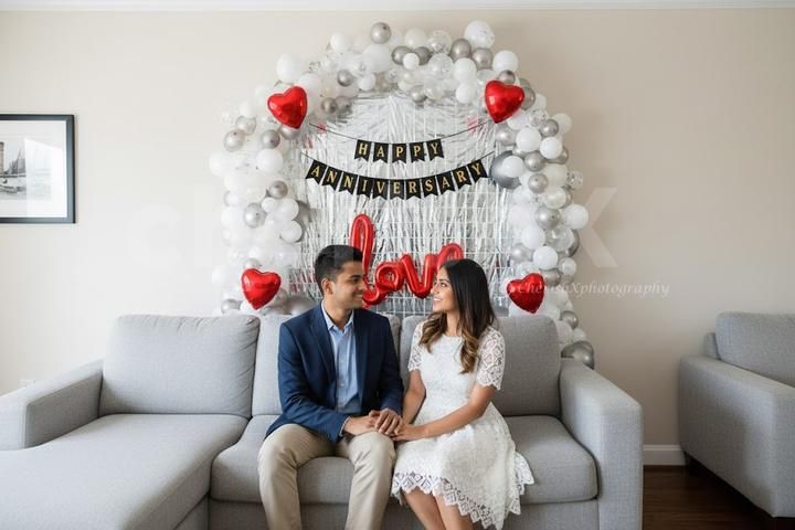Make your close ones feel special with CherishX's Elegant White & Silver Anniversary Decor!