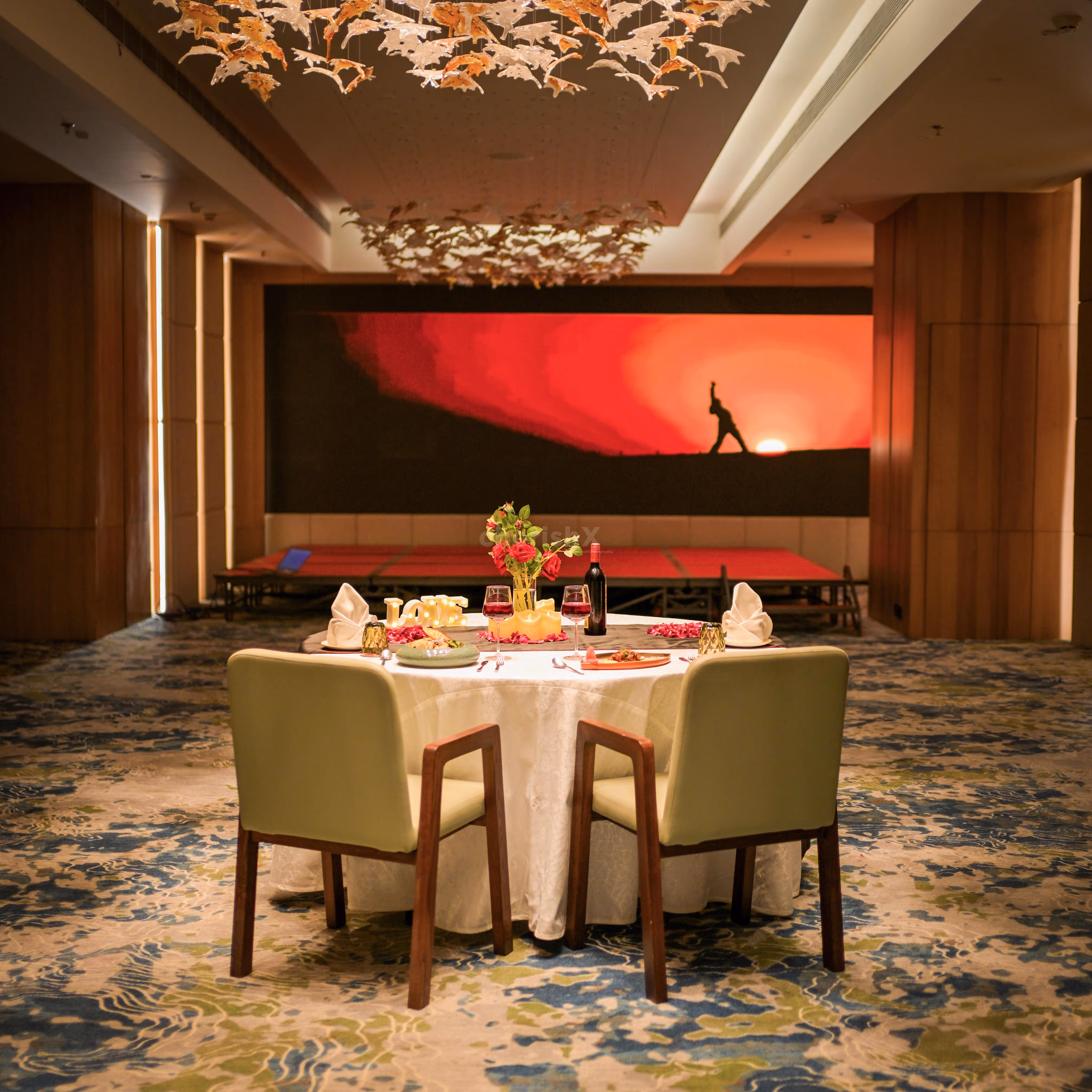 4-course meal served during a private movie and dining experience