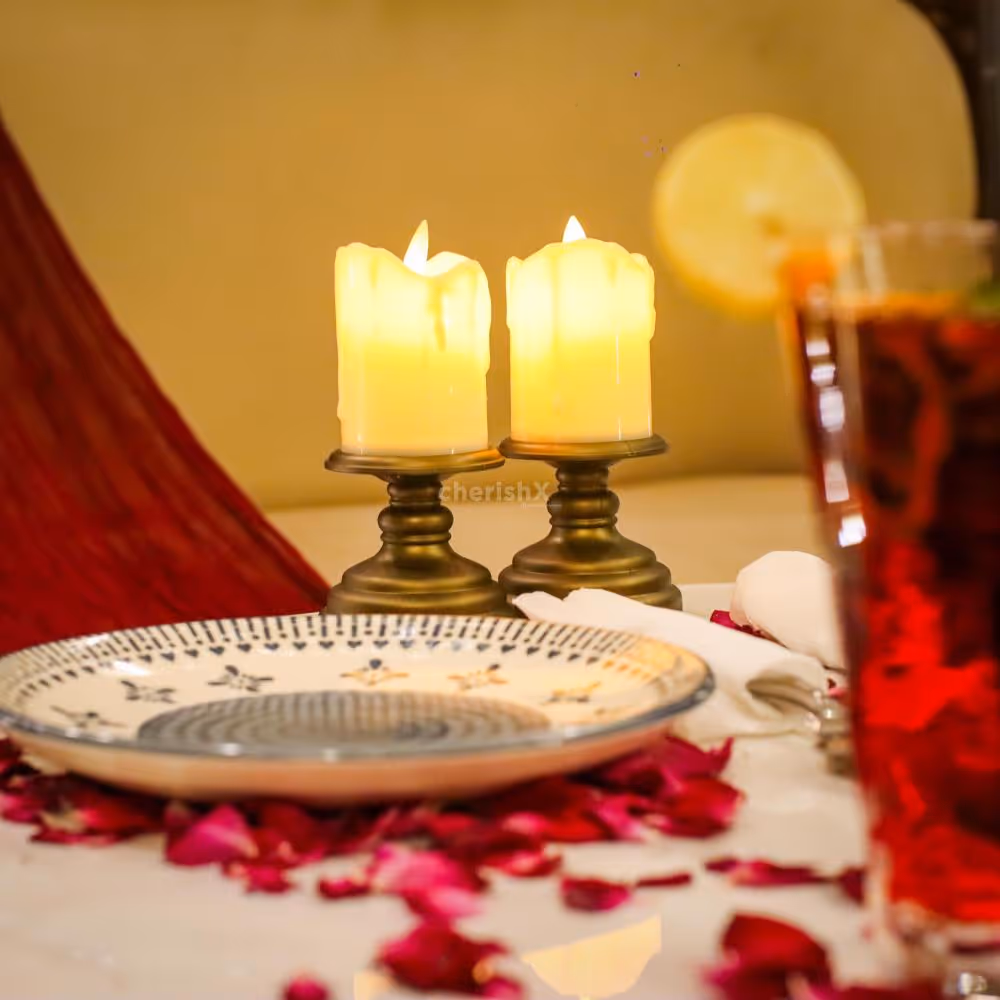 Couple enjoying a Valentine’s Day dinner date at Rababi Food Studio with ambient music