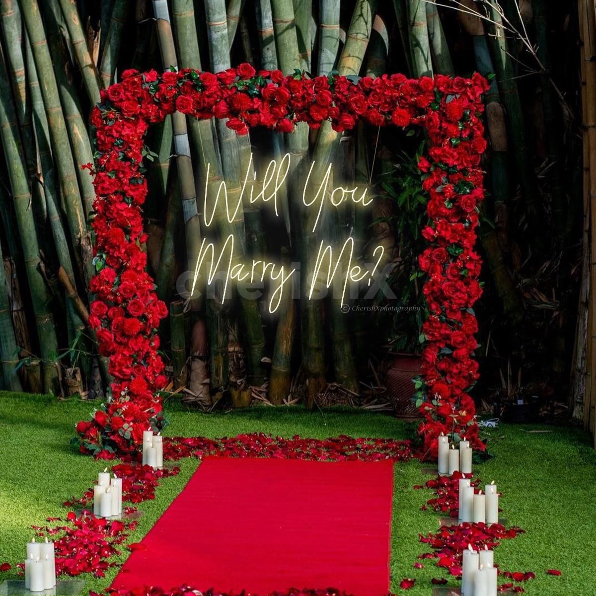 LED candles of different heights create layered lighting to glow up the ambience.