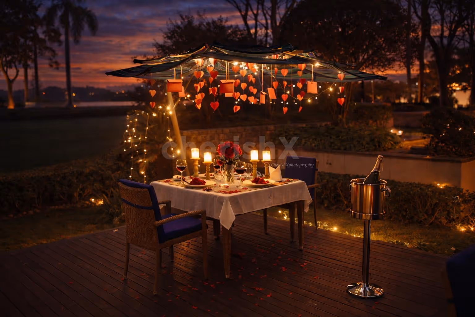 Luxury Karwa Chauth alfresco candlelight dinner at The Grand Hotel, Vasant Kunj.