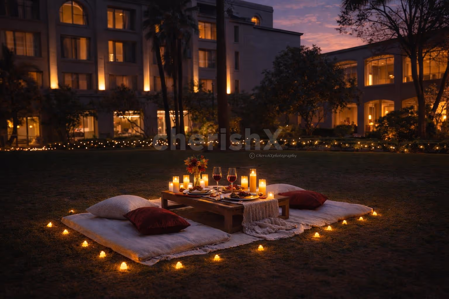 an intimate garden dining experience, curated for two