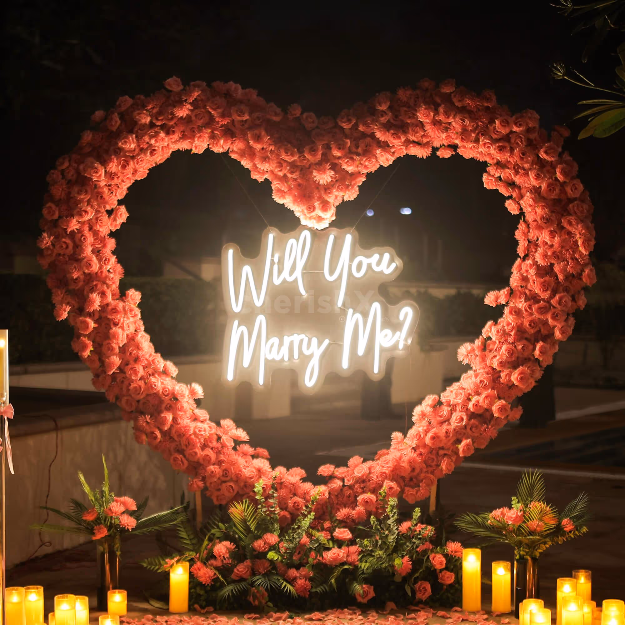 Glass vases with artificial flowers amplifies the delicateness of the love and feelings