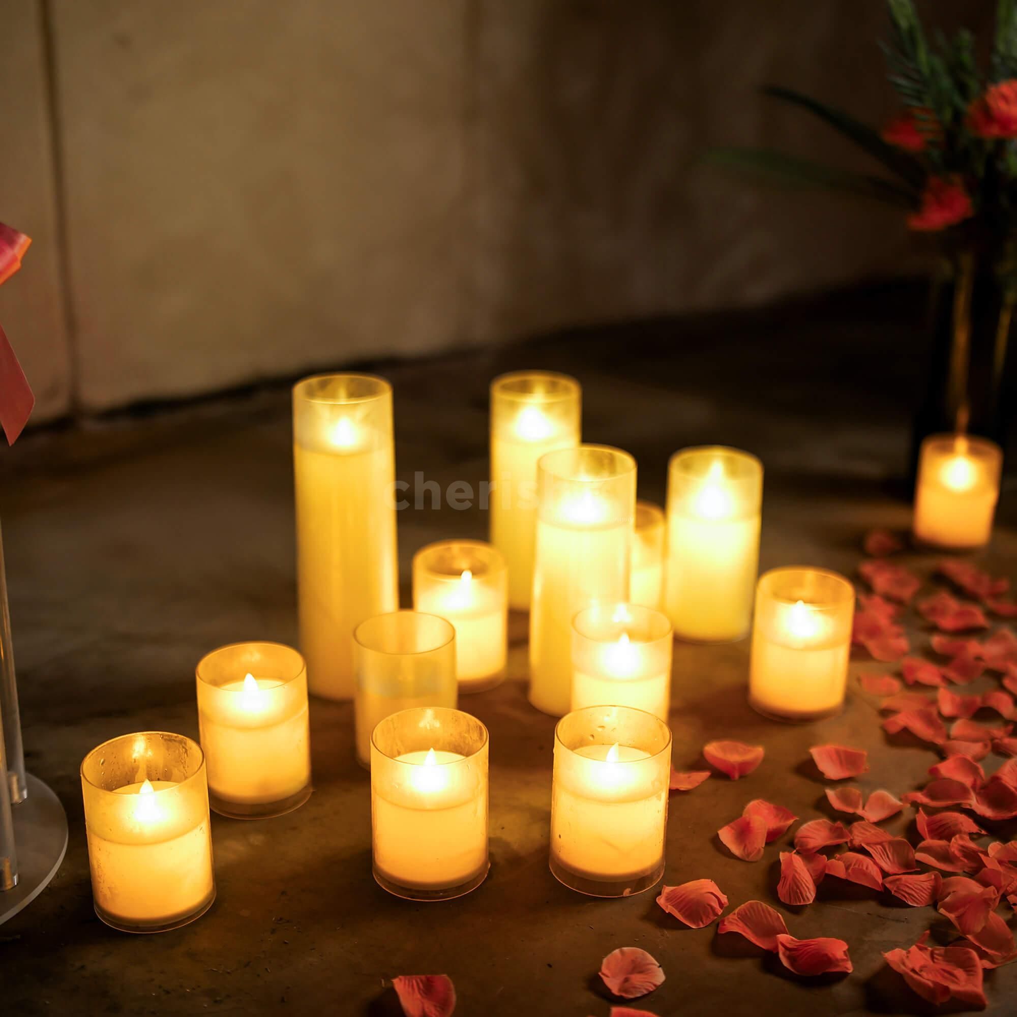 Led candles with artificial petals