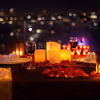 Elegant poolside candlelight setup for couples in Bangalore