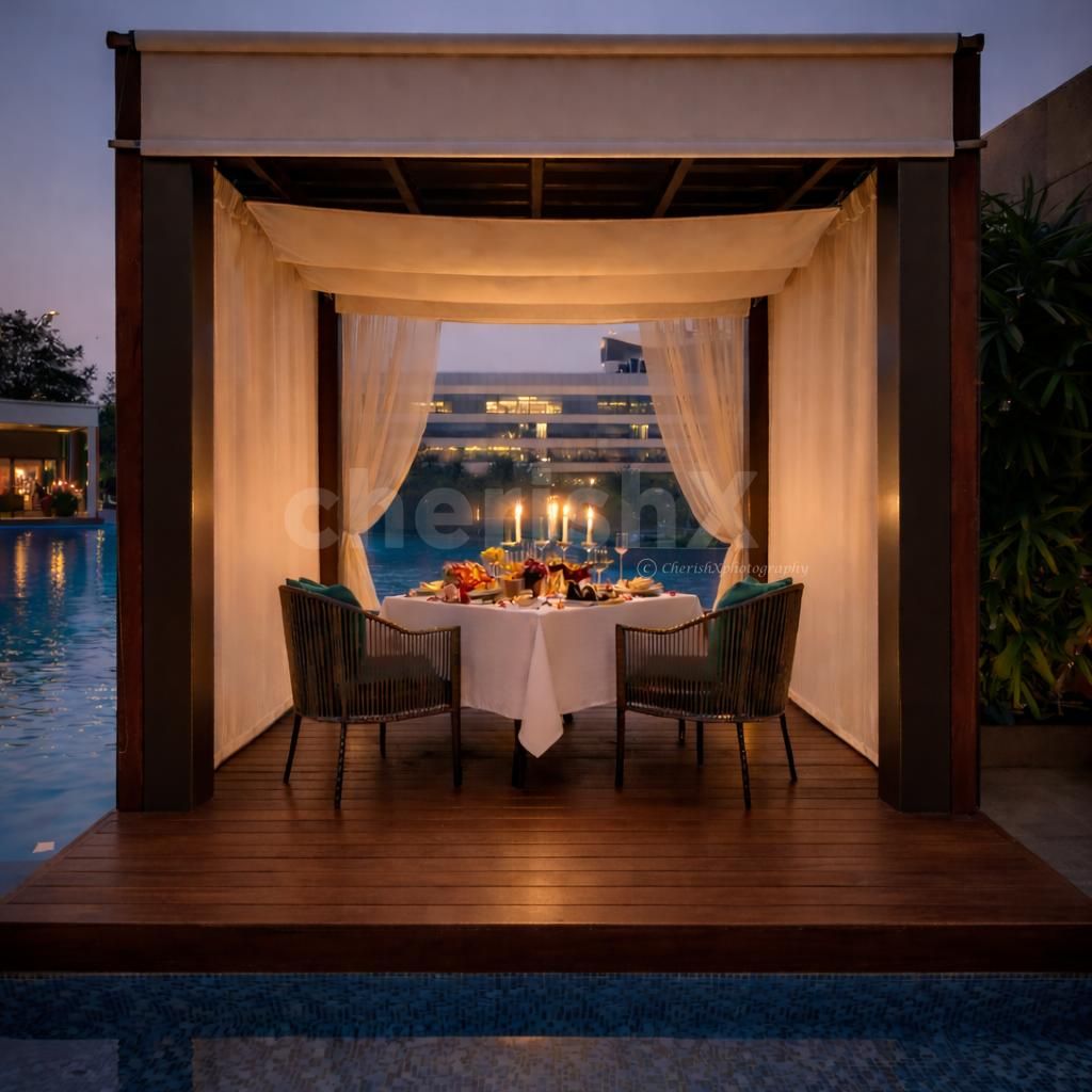 private cabana poolside candlelight dinner at conrad bengaluru