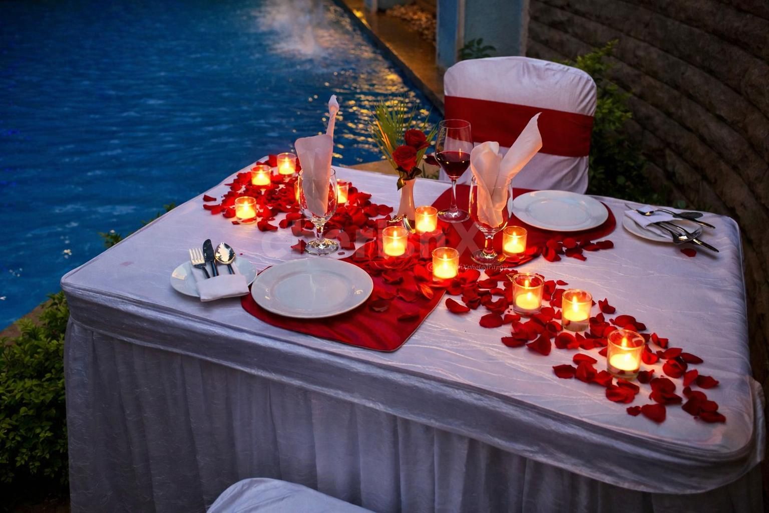 valentines romantic dining at the poolside by cherishx